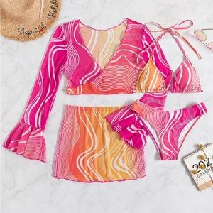 Halter Bikini Swimsuit Cover Up Set